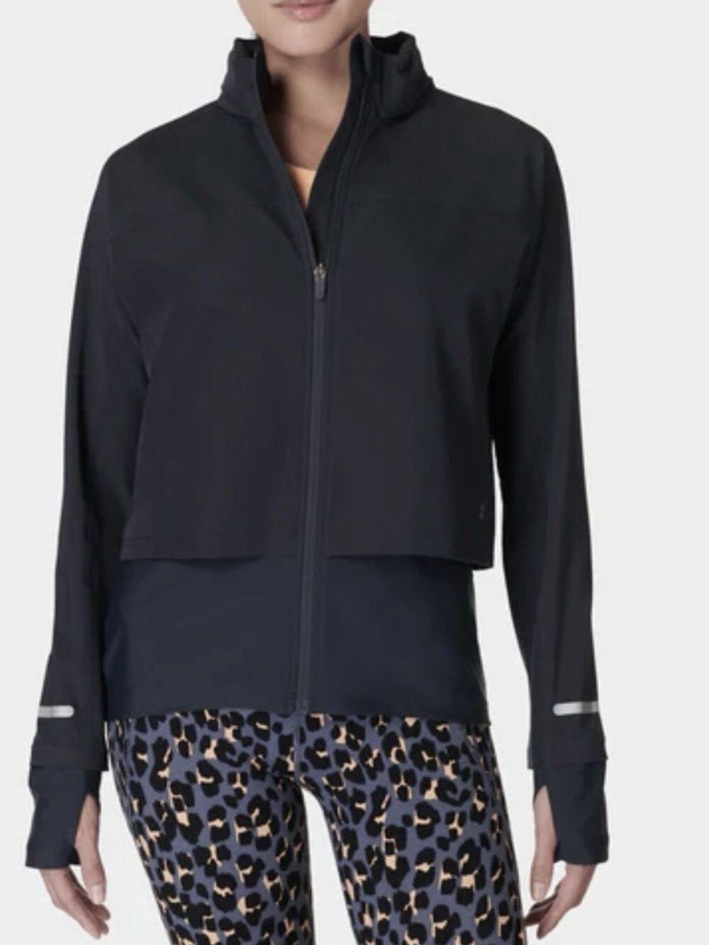 Sweaty Betty Black Fast Track Layered Zip Athletic Jacket